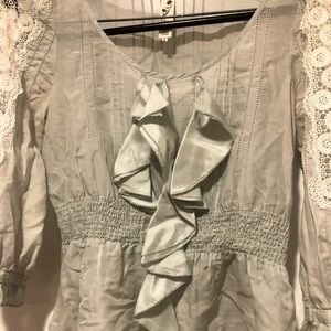 Anthropologie silk blend top with lace